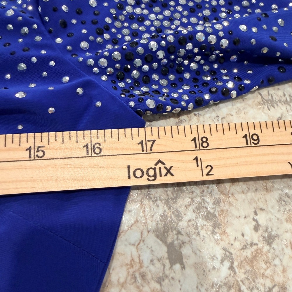 Cache Cold Shoulder Rhinestone Sheath Dress 6 Royal Blue - Picture 8 of 12